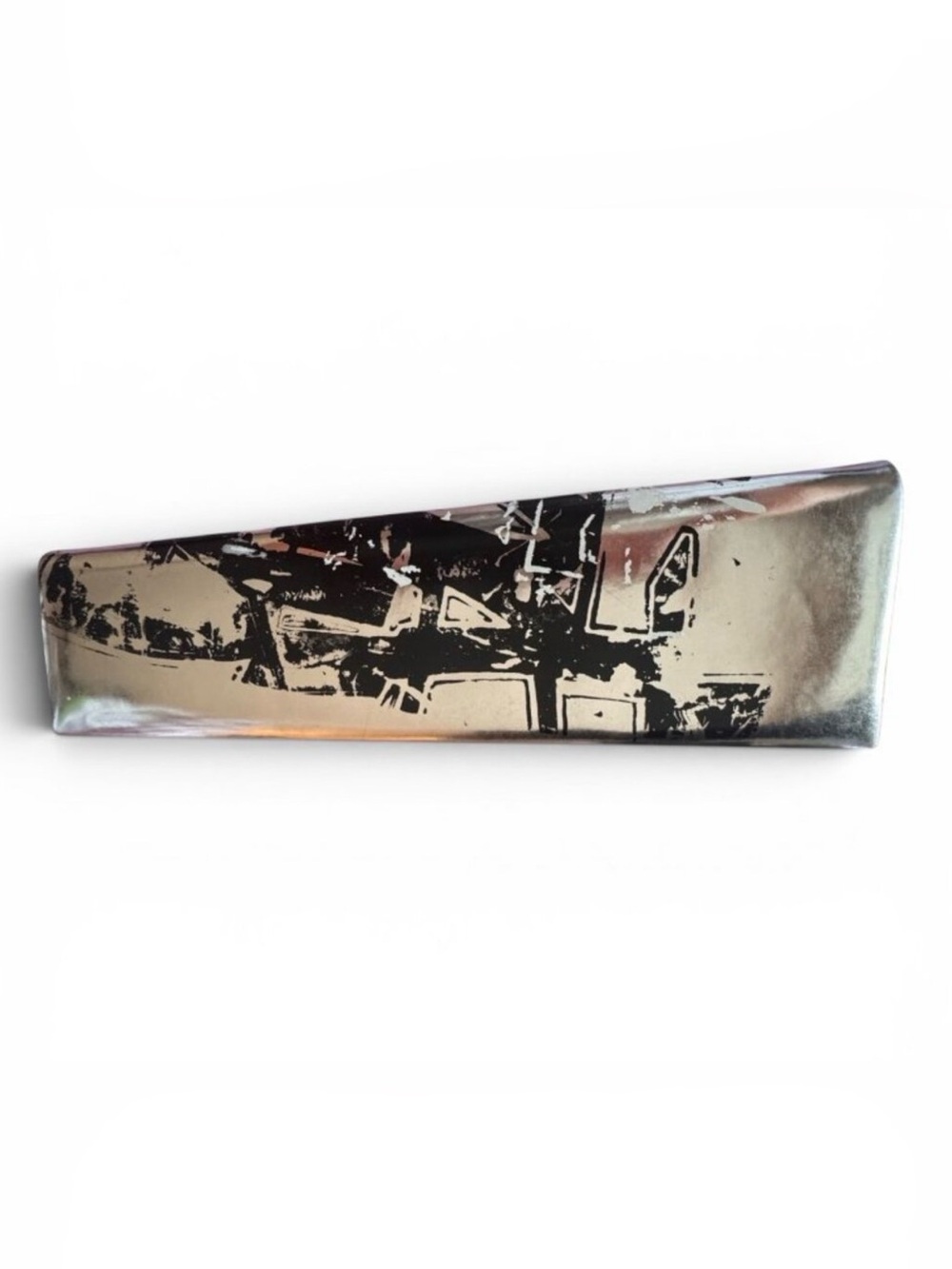 Christian Louboutin Metallic Silver Abstract Graphic Print Leather Clutch EUC - Picture 3 of 10